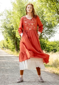 “Sahara” woven dress in organic cotton - tegel