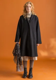 Manteau en laine mélangée - svart