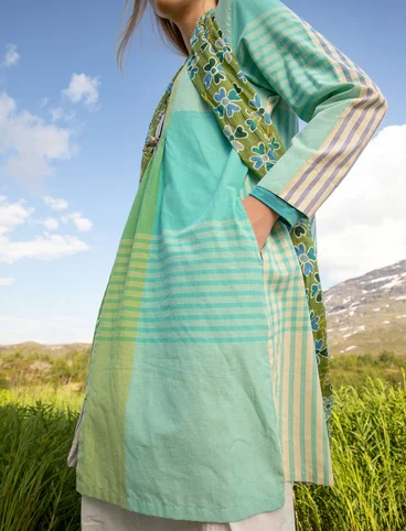 Vævet kjole "Madras" i økologisk bomuld - jade