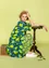 “Limone” rayon woven kimono (bottle green M)