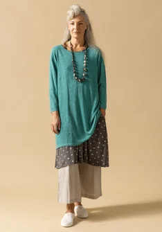 Knit tunic in linen/recycled linen - aquagrn
