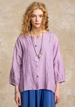 Linnen blouse powder purple/striped