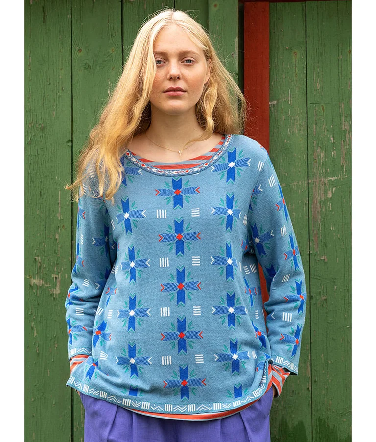 Jacquard sweater "Väddö" in indigo