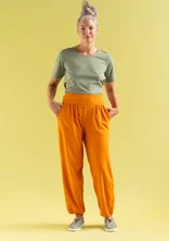 Organic cotton/elastane jersey trousers - masala
