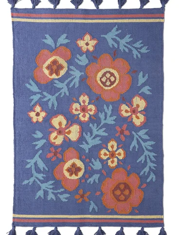 “Petals” kilim rug in organic cotton - blklocka