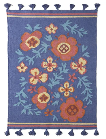 “Petals” kilim rug in organic cotton - blklocka