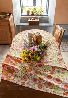 “Desert Bloom” organic cotton tablecloth - ljus0SP0sand