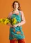 “Sunflower” apron in organic cotton/linen (turquoise One Size)