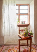 “Desert Bloom” organic cotton short curtain - vit
