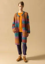 “Ella” long cardigan in wool/organic cotton - koppar