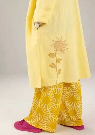 Robe tissée "Hinata" en coton biologique/lin - jaune pastel