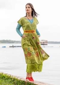Ärmelloses Kleid „Cross“ aus Bio-Baumwolle - hellkräutergr ün