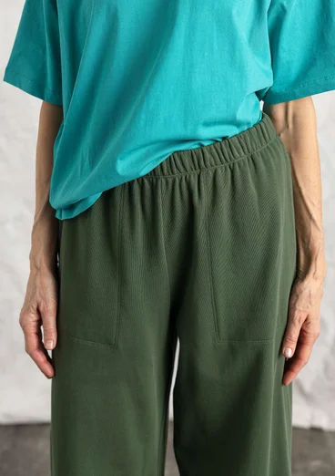 Organic cotton jersey trousers - forest green