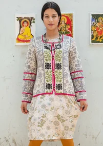 Cardigan "Jurta" i uld/lyocell - lys sand
