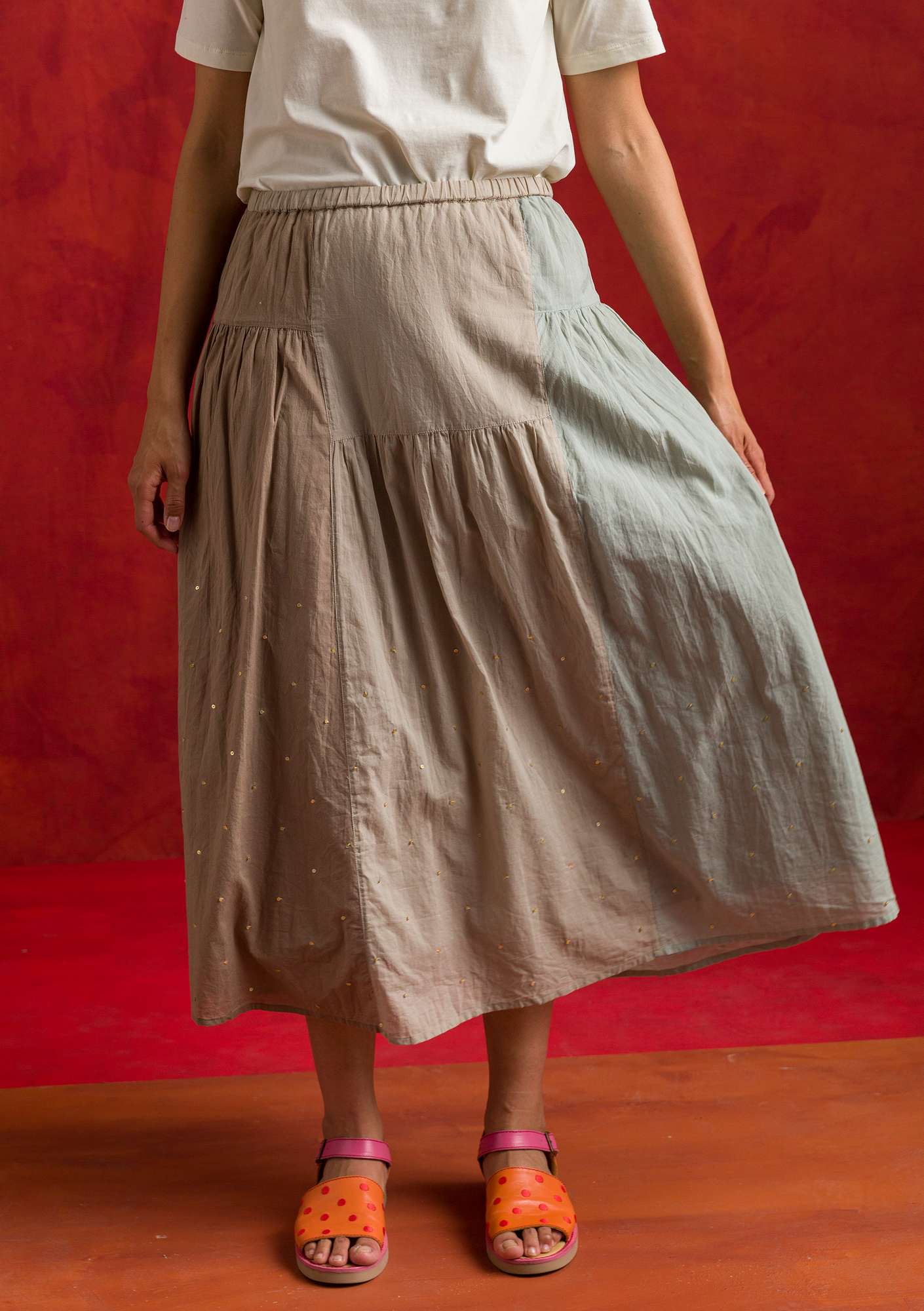“Volcano  woven organic cotton skirt warm grey