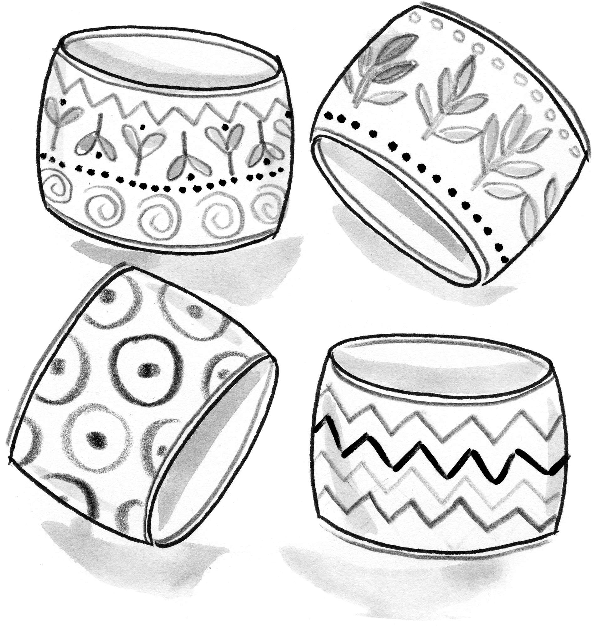 “Marzipan” papier-mâché napkin rings
