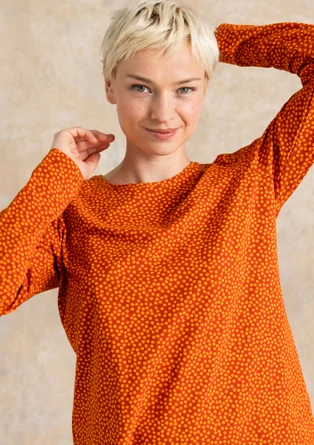Gepunktetes oder einfarbiges Jerseyshirt „Ebba“ aus Baumwolle/Elasthan - kürbis-gemustert