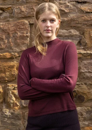 Feinstrick-Pullover aus zarter Wolle - aubergine