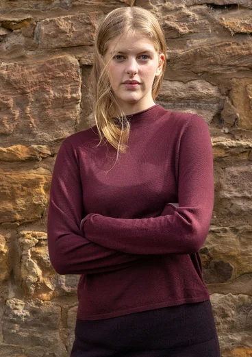 Feinstrick-Pullover aus zarter Wolle - aubergine
