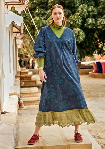 Robe "Seaweed" en coton biologique tissé - indigo foncé