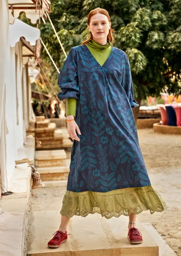 Robe "Seaweed" en coton biologique tissé - indigo foncé