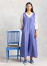“Idun” woven organic cotton/linen dungarees (blue lotus XL)