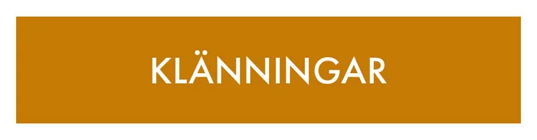 En gul ruta med texten ”Klänningar” i vitt. 