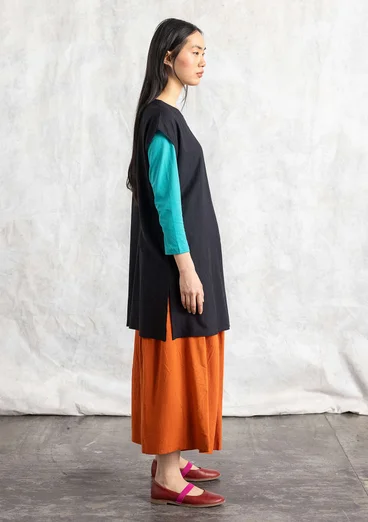 “Rut” woven viscose/linen tunic - black