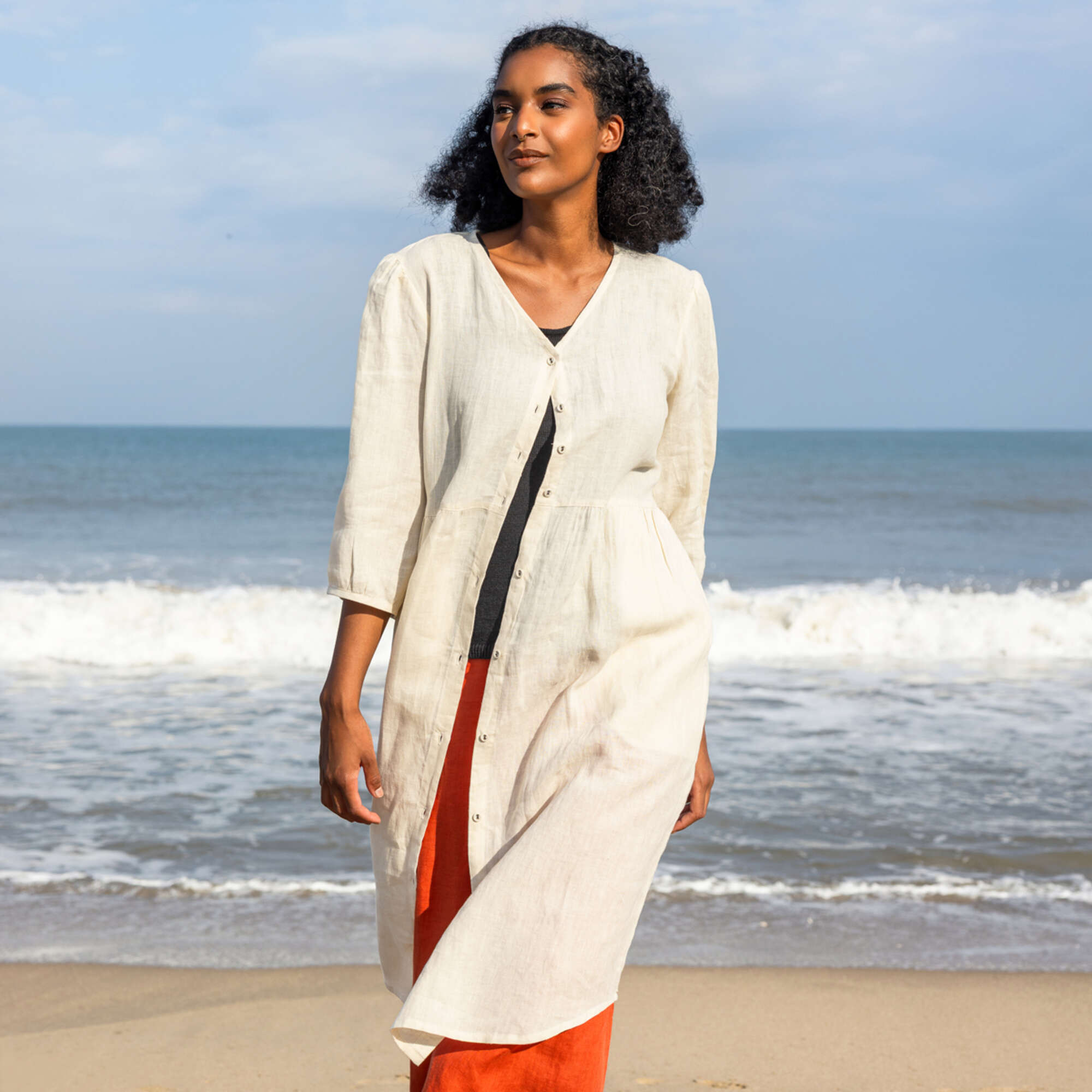 knee length dresses for ladies gudrun sjoden gray linen dress