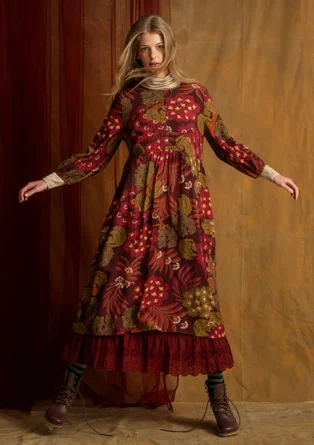 Gedessineerde jurk "Kiara" van viscose - aubergine