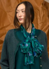 “Frida” patterned organic cotton scarf - dark jade
