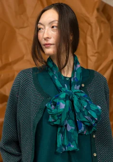 “Frida” patterned organic cotton scarf - dark jade
