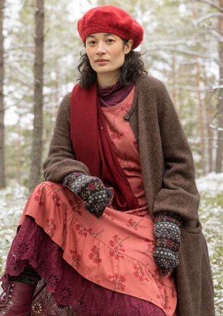 “Canada” long cardigan in an alpaca blend - dark chokolate/melange