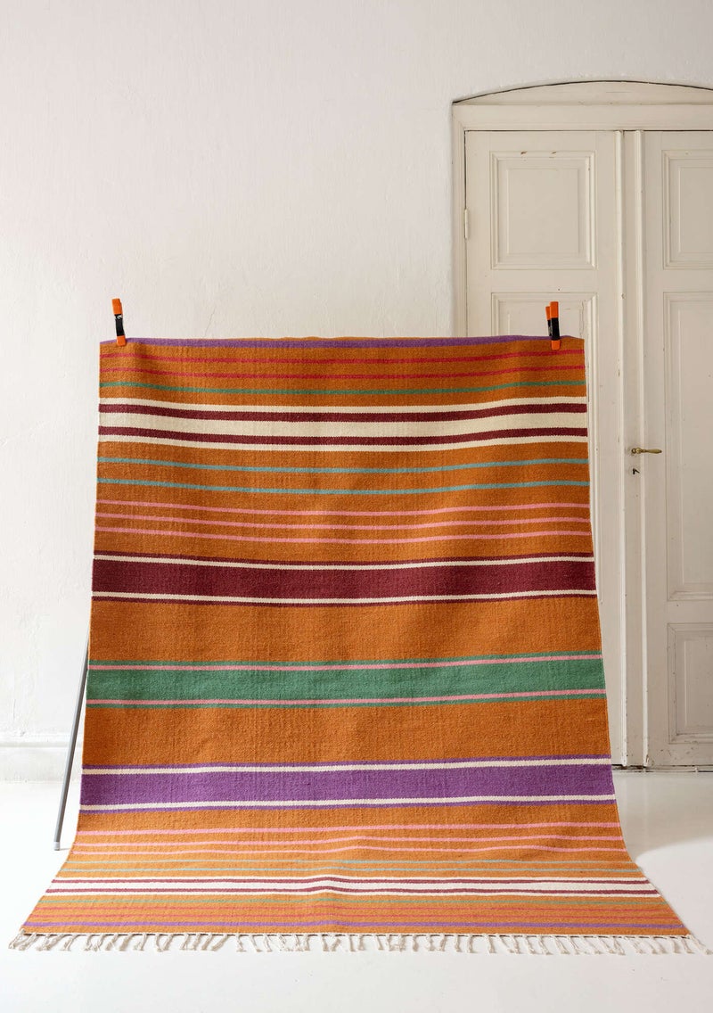 Gestreifter Teppich „Jaipur“ aus Wolle tagetes