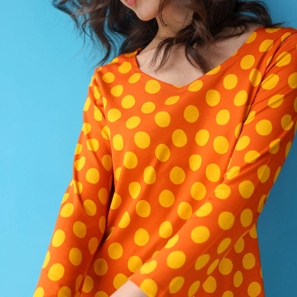 Top "Aina" en jersey de coton biologique/modal - églantine/jaune soleil