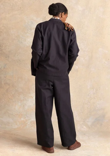 “Esme” woven organic cotton/linen jacket - black