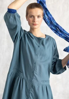 “Rut” woven viscose/linen smock blouse - verona green