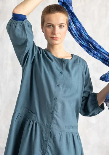 Kunstenaarsblouse "Rut" van geweven viscose/linnen - veronagroen