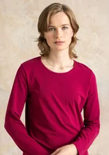 Gestippelde/effen tricot top "Ebba" van katoen/elastaan - rode kool