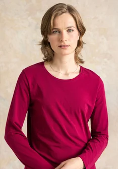 Gepunktetes oder einfarbiges Jerseyshirt „Ebba“ aus Baumwolle/Elasthan - rotkohl