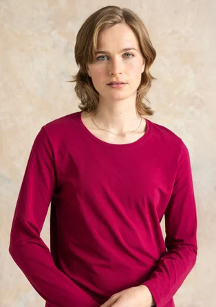 Gepunktetes oder einfarbiges Jerseyshirt „Ebba“ aus Baumwolle/Elasthan - rotkohl