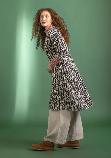 Robe "Jasmine" en lin tissé - noir/motif
