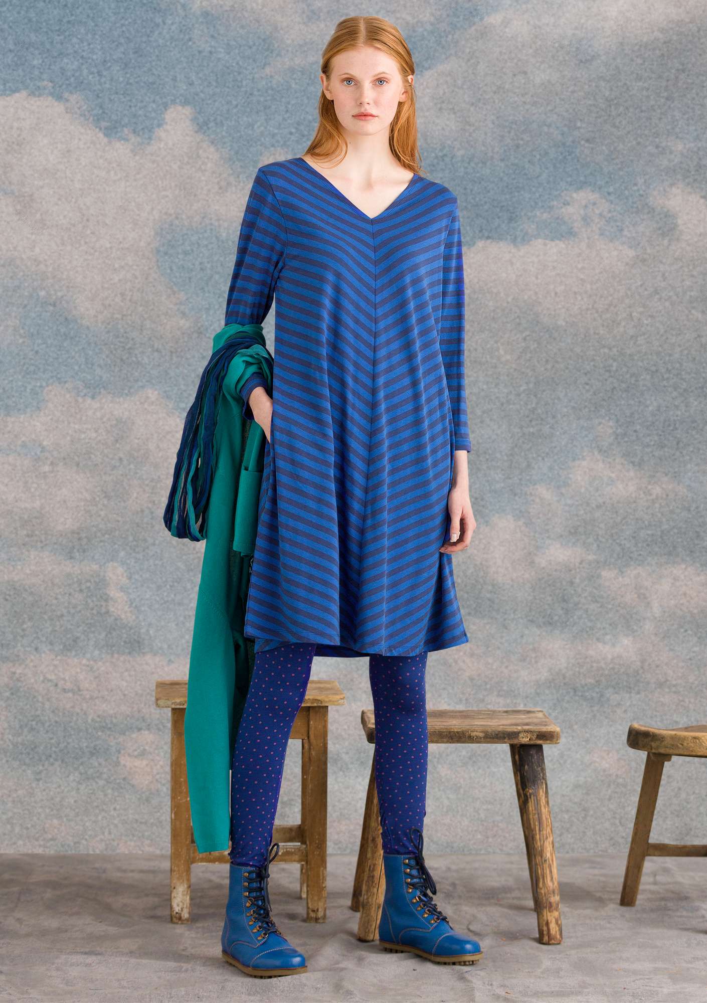 Kleid aus Modal/Baumwolle/Elasthan mitternachtsblau-kobaltblau thumbnail