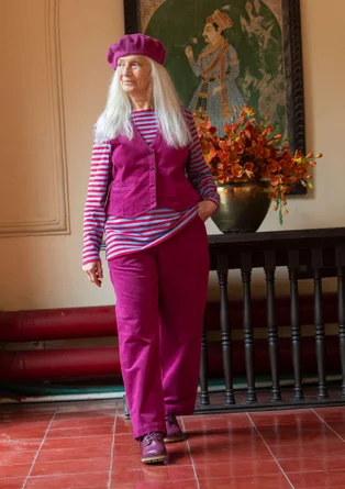 Pantalon en velours côtelé de coton biologique/élasthanne - mûre de boysen