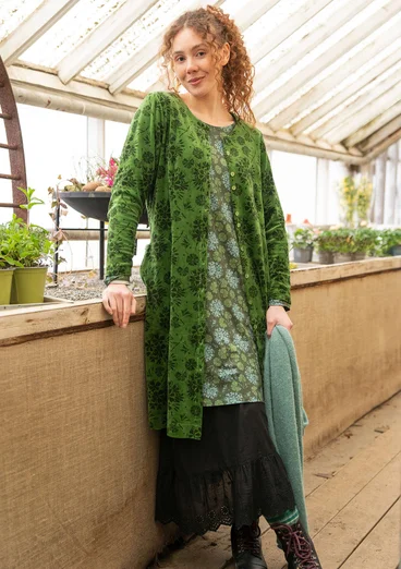 Velourskleid „Selma“ aus Bio-Baumwolle/Recycling-Polyester - grasgrün