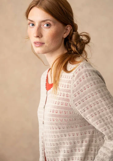 Pointellestrikket jakke «Heiwa» i økologisk / resirkulert bomull - natur