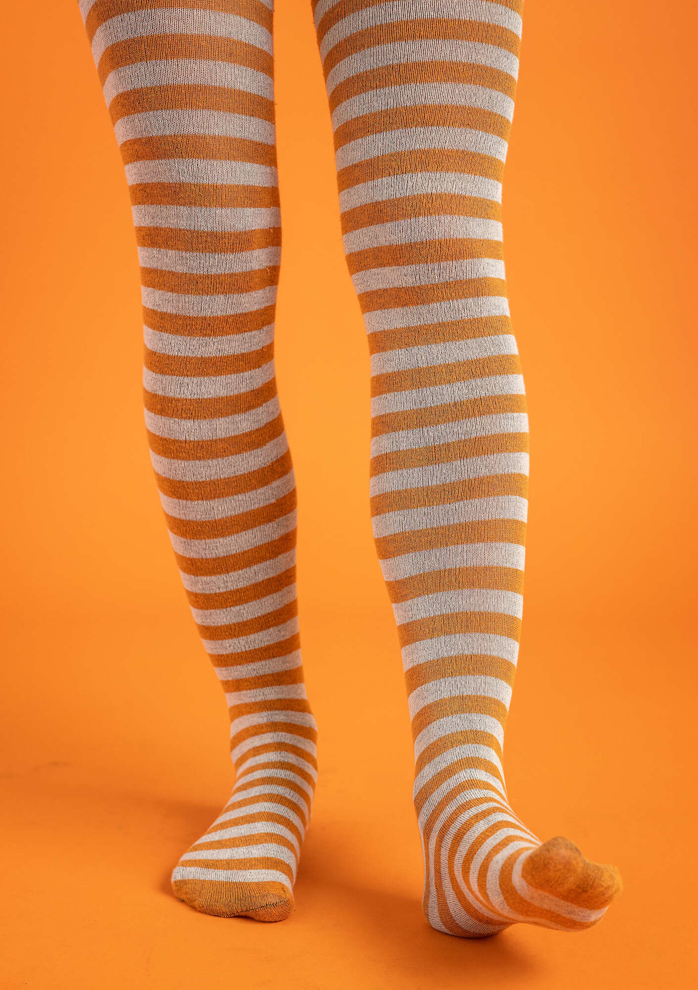 Striped tights in organic cotton mountain ash/unbleached thumbnail