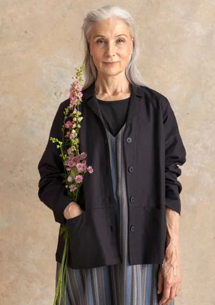 “Esme” woven organic cotton/linen jacket - black