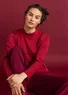 Striped mock turtleneck in organic cotton (purple red/wild strawberry XS)