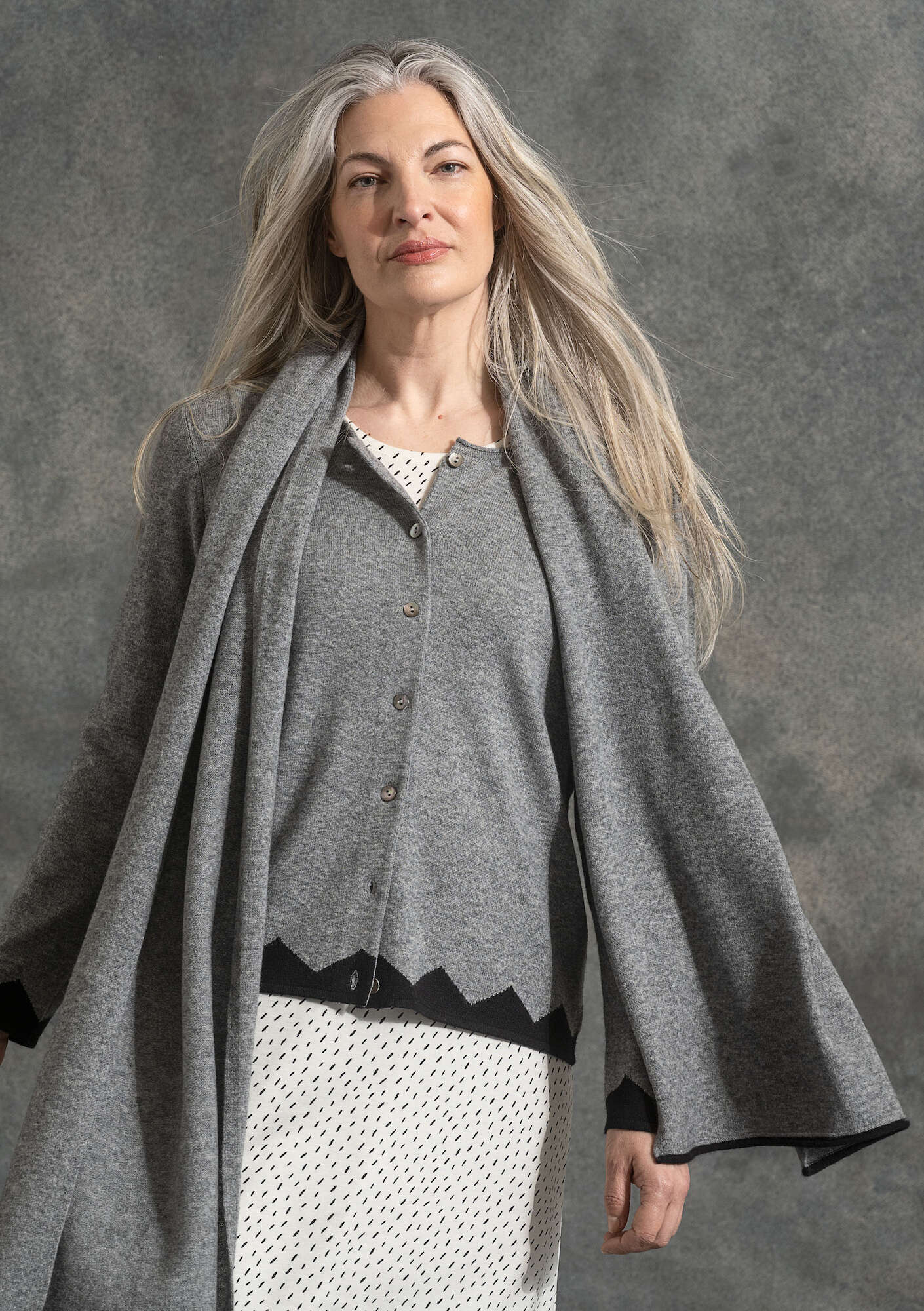 Wool/cashmere scarf grey melange